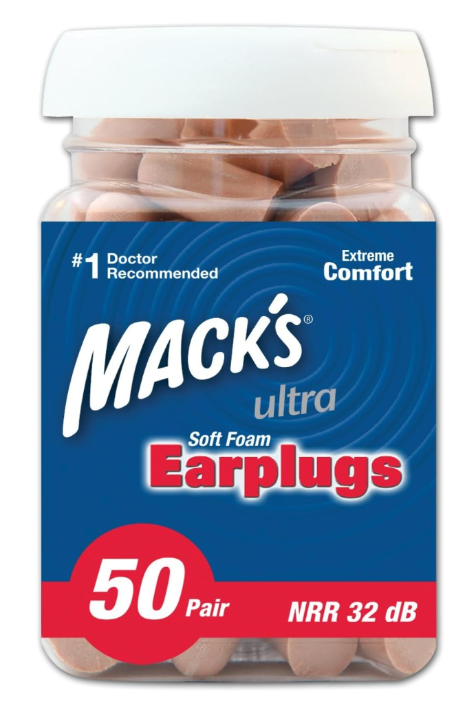 Mack's Ultra Soft Foam Earplugs with High Noise Insulation Value Pack, 50 Pairs, Beige