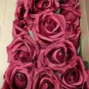 Hotop 40 Pcs Rose Artificial Flowers Bulk with Long Stem,Realistic Silk Fake Roses Bouquet for Home Wedding Centerpieces Party Table Decoration Valentines Gifts(Wine Red)