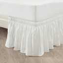 Lush Decor Ruched Ruffle Elastic Easy Wrap Around Bed Skirt Single Queen/King/Cal King Off White - Queen Bed Skirt - Dust Ruffle - Cream Bedskirts