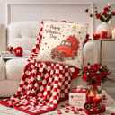 Set of 2 Happy Valentine's Pillow Covers 18x18 Inch Valentines Day Vintage Truck Heart Design Throw Pillow Covers Romantic Farmhouse Bedroom Sofa Valentines Gift for Couple Decor