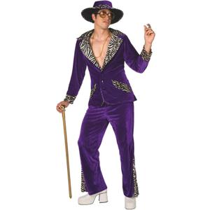 Morph Purple Pimp Costume For Men, Mens Pimp Daddy Costume, Purple Outfit for Men, Halloween Dress Up (Large)