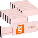 Lifewit 14 Pack Drawer Dividers 4" High, 11-17" Adjustable Drawer Organizers for Clothes, Expandable Dresser Separators in Bedroom/Bathroom/Kitchen/Fridge/Office Organization and Storage, Pink