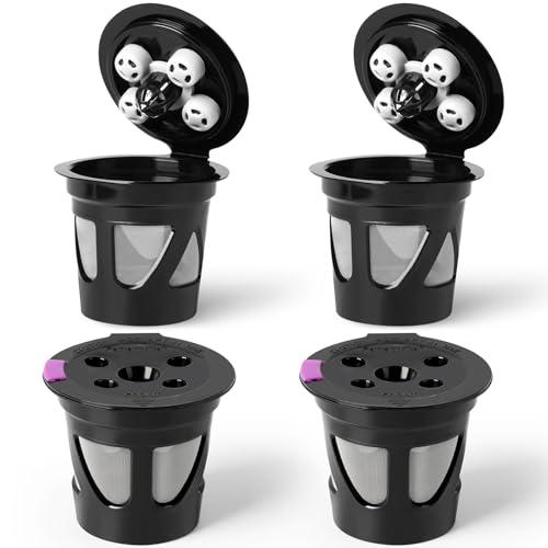 Reusable K Cups for Keurig, 4-Pack Refillable Coffee Pods with 5 Holes, Compatible with Keurig K Supreme, K Slim, K-Duo Gen2, K-Brew Chill (MultiStream Technology)