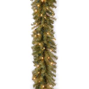 National Tree Company Pre-Lit Artificial Christmas Garland, Green, Norwood Fir, White Lights, Plug In, Christmas Collection, 9 Feet