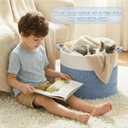 Artfeel 70L Large Cotton Rope Basket, Decorative Woven Blanket Storage for Living Room, Boho Toy Storage & Toy Box for Kids, Versatile Laundry Basket & Nursery Hamper for Blankets(DenimBlue)