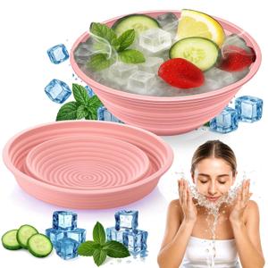 XANGNIER Face Bowl for Ice  Collapsible Silicone Facial Ice Bath Bowl for Cold Plunge Therapy, Skin Tightening & Acne Relief  Portable Spa Tool for Home & Travel, Pink