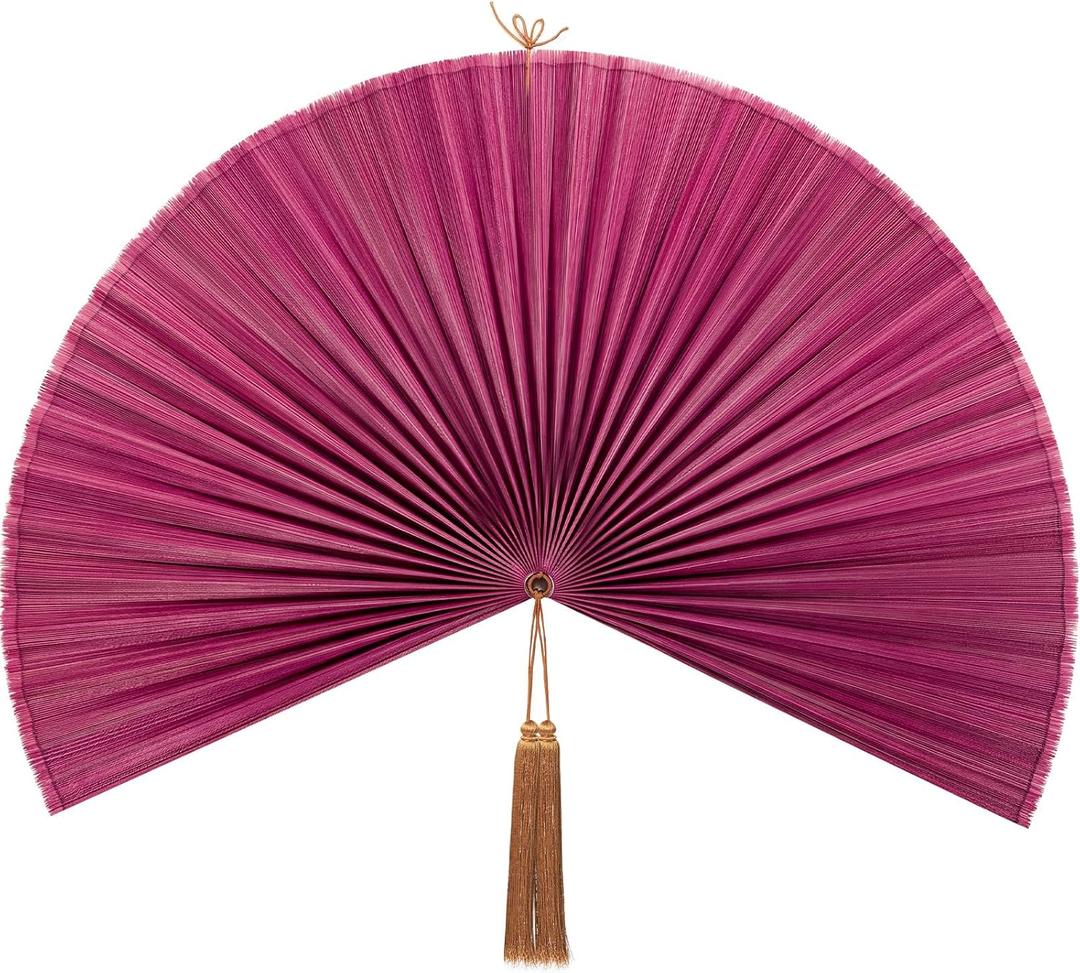 Quzzil 60 Inch Pink Bamboo Wall Fan Decor for Living Room, Solid, 31.5"L x 6.3"W