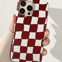for iPhone 16 Pro Max Case 6.9 Inch, Trendy Checkered Aesthetic Cute Girly Design for Women & Girls, Checkerboard Pattern Phone Case, Slim Fit Silicone Protective Cover, Red and White