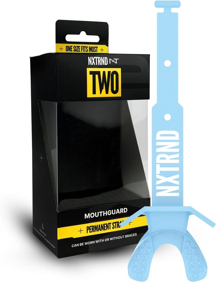 Nxtrnd Two Football Mouth Guard, Football Mouthpiece with Strap, Fits Adult & Youth (Columbia Blue)