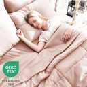 CozyLux Oversized King Comforter Sets Blush Pink, 7 Pieces Bed in a Bag, Ultra-Soft All Season Bedding Sets with Stitch Quilted Comforter, Flat Sheet, Fitted Sheet, Pillowcases
