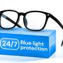 Gaoye Black Blue Light Glasses for Computer & Gaming - Anti UV Ray Lenses, Scratch-Resistant & Comfort Fit (Medium)