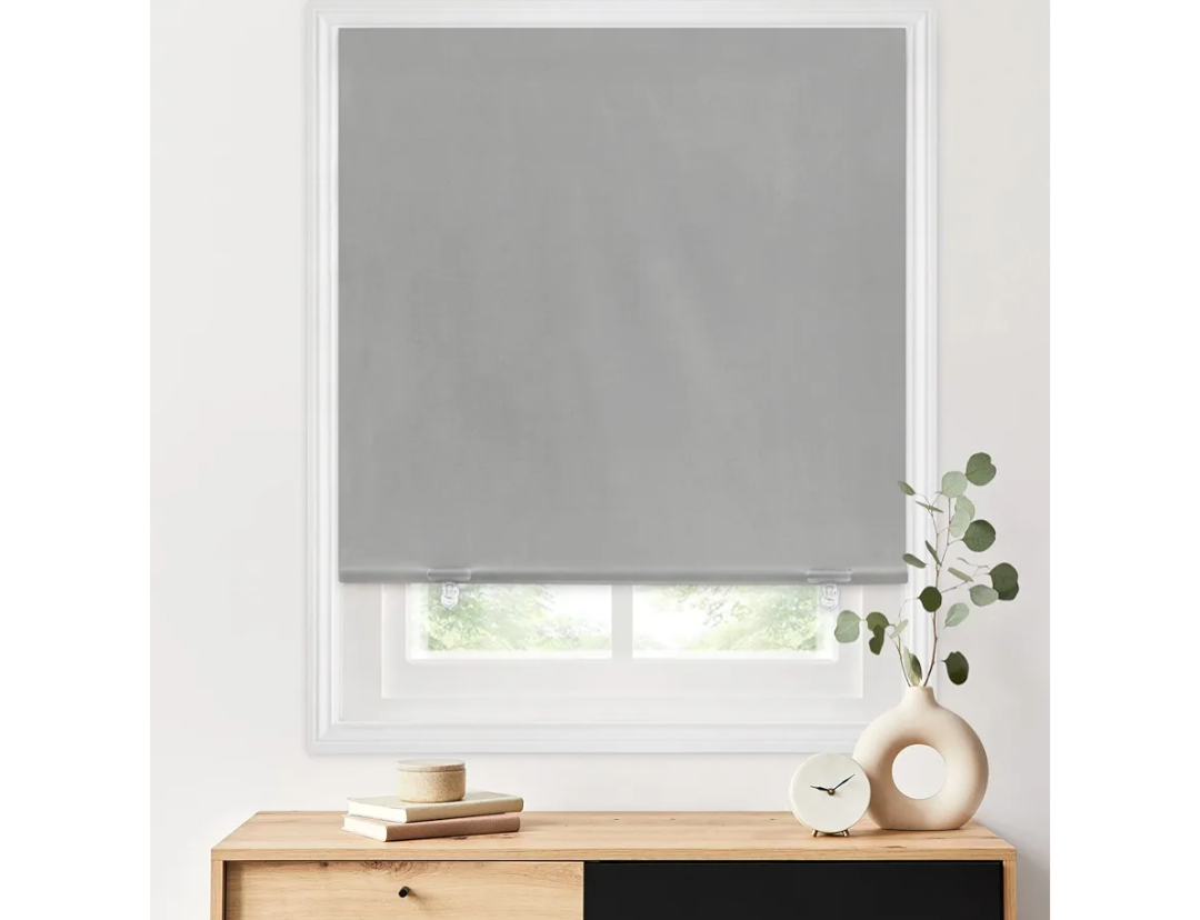 LazBlinds 100% Blackout Roller Shades, No Tools No Drill Cordless Blinds for Windows, Thermal Insulated UV Protection Privacy Window Shades for Bedroom (36''W x 72''H, Grey)