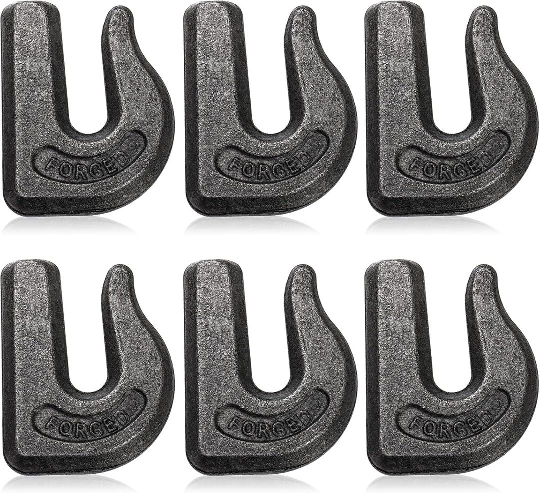 SOUJOY 6 Pack Weld on Grab Hook, 3/8" Tractor Bucket Hooks, G70 Forged Clevis Weldable Tow Chain Hook for Chain Pulling and Lifting, Trailer Truck, Rigging, Car