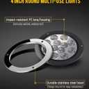 Partsam 2PCS 12 LED White 4" Round Backup Reverse Lights Marker w/Stainless Rings Sealed