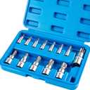 13-piece Torx Socket Set, T8-T60 Star Bits Kit with 1/4", 3/8", 1/2" Drive, S2 Steel & CR-V Construction, Built for Automotive, Furniture & Equipment Repair