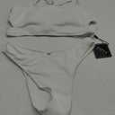 Women's Ribbed Bikini Sets Scoop Neck Cheeky Swimsuit Textured Two Piece Bathing Suit, Medium
