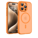 TOCOL Magnetic for iPhone 15 Pro Max Case, Upgraded Full Camera Protection, Compatible with Magsafe, Drop Protection, Translucent Matte Back Phone Cover 6.7 inch（Orange）