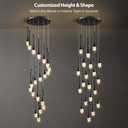 Raindrop Crystal Chandelier High Ceiling: 20 Light Dimmable LED With Remote, 
23.6"L x 23.6"W x 157"H