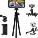 LINKCOOL 360 Rotation Flexible Octopus Tripod for iPhone/Smartphone/IPad/DSLR/Sports Action Camera, with Bluetooth Wireless Remote Shutter (Black)