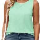 ROSRISS Plus Size Tank Tops for Women Summer Sleeveless T Shirts Loose Fit Crew Neck Tees Flowy Curved Hem Blouses XL-5XL (05_mint Green)