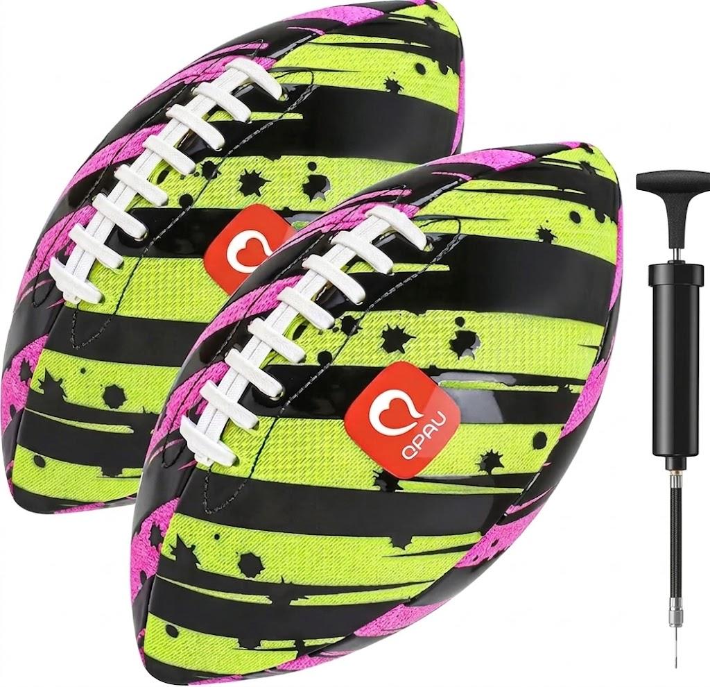 QPAU Waterproof Football, 10 Inches Outdoor Games for Adults and Kids, Fun Swimming Pools Toys and Accessories for Beach Lake Park Backyard (Green/Pink, Pack of 1)