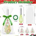 12 Sets 10 Inch Christmas Whisk Baking Gifts, DIY Fillable Christmas Tree Ornaments, Xmas Colored Silicone Whisks for Xmas Employee Neighbor Cooking Supplies Xmas Stocking Stuffers Candy Holder (Green)