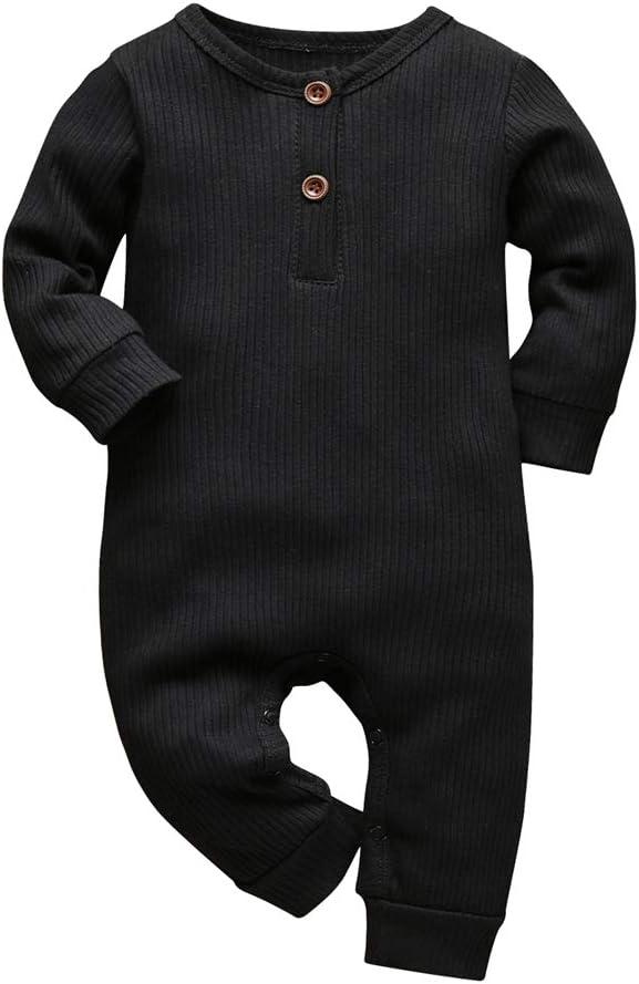 Eghunooy Baby Boy Girl Solid Color One Piece Romper Jumpsuit Outfits Clothes (Newborn, Black)
