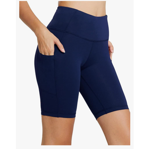 Women's 8" Biker Shorts High Waist Yoga Workout Gym Running Volleyball Spandex Shorts with Pockets, XL
