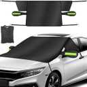 Car Windshield Ice Snow Cover with Magnetic Edges, Heavy Duty Oxford Fabric Windscreen Protector Cover with Side Mirror Covers, Winter Waterproof Frost Cover for Car Truck SUV RV (Green)