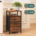 Yoobure Night Stand with Charging Station, 16 Colors LED Nightstand with USB Ports and Outlets, End Table with 3 Fabric Drawers and Storage Shelf, Bedside Tables Small Dresser for Small Space, Brown
