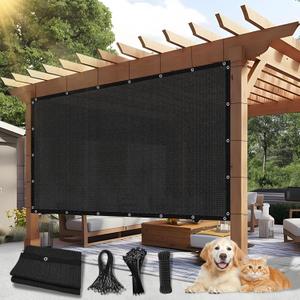 90% Outdoor Sun Shade Cloth, 8'10' Pergola Shade Cover with Grommets, Privacy Screen Sunshades for Patio Garden Backyard Plant, Black