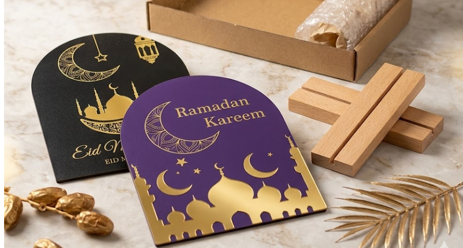 Geelin Ramadan Kareem Iftar Decorations Suhoor and Iftar Duas Sign for Home Eid Mubarak Table Decor Islamic Decoration Gift Eid Mubarak Acrylic Sign Islamic Tabletop for Desk Shelf Living Room