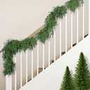 2 Pcs Christmas Norfolk Pine Garland, 6 Ft Dense Pines Realistic Touch Garland Ornaments, Greenery Artificial Pine Cypress Garlands for Christmas Holiday Mantle Fireplace Table Home Decor