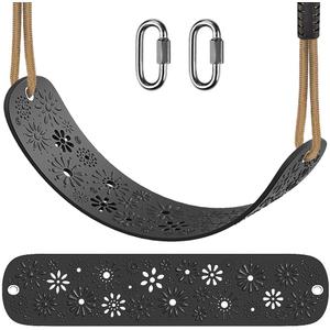 SELEWARE Swing Set Accessories Kids Swing Seat with Adjustable Rope Backyard Swingset Replacement for Both Indoor and Outdoor use Stylish Design Support 500 lbs (Black)