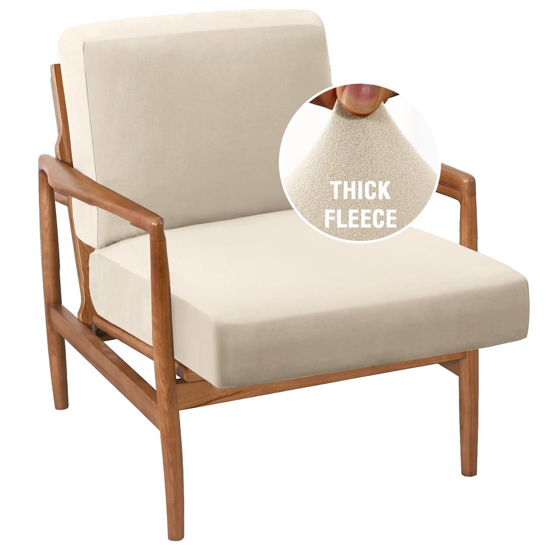 H.VERSAILTEX Chair Slip Covers with Arms 2 Piece Sofa Covers Super Stretch Cushion Covers for Modern Living Room Chair Soft Accent Chair Cover(Seat Cushion Cover Plus Back Cushion Cover, Ivory)