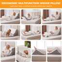 Ruqmuis 3PCS Wedge Pillow Set for After Surgery, Adjustable Back Pillow for Bed Sitting up, Acid Reflux, Bed Wedge Pillow Headboard for Sleeping & Snoring, Orthopedic Pillow for Post Surgery, White