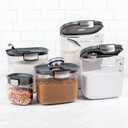 ProKeeper+ Airtight Food Storage Container Set Clear Plastic Flour and Sugar Canister Set with Magnetic Accessories for Kitchen Organization (Grey, 9-Piece)