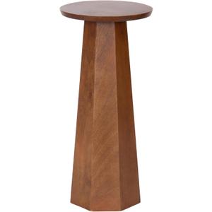 Kate and Laurel Hemingson Modern Mango Wood Round Drink Table, 10 x 10 x 22, Walnut Brown, Mid-Century Circle Pedestal Table for Use as Bedroom Nightstand, Indoor Plant Stand, or Living Room Accent