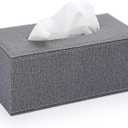 Sumnacon Tissue Box Cover Rectangle Linen Tissue Box, Stylish Tissue Box Holder with Magnetic Bottom,Decorative Tissue Cover for Bathroom Living Room Toilet Table Desk Office Car, Grey (Medium)
