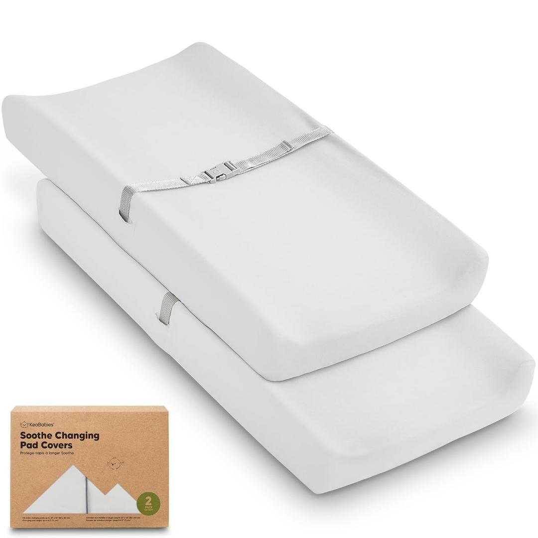 2-Pack Organic Changing Pad Covers for Girl,Boy, Neutral - 100% Cotton Changing Table Pad Cover,Soft Baby Nursery Diaper Changing Pad Sheets,Contour Changing Pads Liners,Change Pad Cover (French Gray)