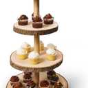 Wooden 4 Tier Rustic Cupcake Stand, Great for Wedding Cake Wood Display Tiered Centerpiece, Dessert Tower for Parties & Events