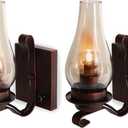 Wall Sconces Plug in Set of 2 Dimmable Rustic, Red Bronze Vintage Glass Wall Light, Retro Farmhouse Industrial Bedside Wall Lamps for Bedroom,Living Room,Hallway,Wall Mount Home Lighting