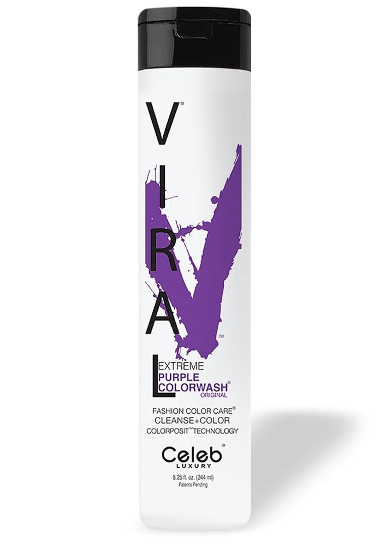 Celeb Luxury Colorwash Color Depositing Shampoo - Color Refresher, Vegan Hair Dye, Bondfix Bond Rebuilder, Viral and Gem Lites (Purple)