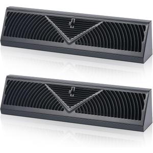 2 Pcs Baseboard Register Vent 24 Inch Duct Opening Size Baseboard Vent Covers Diffuser Adjustable Corner Return Air Grille for Home Floor Wall Air Flow Control (2, Black, 24 Inch)