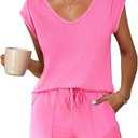 Ekouaer
Womens Two Piece Lounge Sets Casual Summer Outfits 2 Piece Short Matching Clothing Set PINK SIZE M