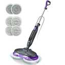 BOJUK Steam Spin Mop, Smart Steam & Scrub Mop with 4 Cleaning Modes & LED Headlights, Safe for all Sealed Hard Floors like Tile, Hardwood, Stone, Laminate, Vinyl & More F2