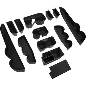 BGUCAR Interior Silicone Liner Insert Custom Fit for Tacoma 2016-2023, Silicone Organizer Tray for Tacoma Gen 3rd Crew Cab only - Fully Covered - for Tacoma Accessories (Black)