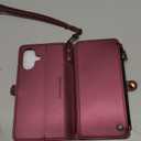 Defencase Compatible with iPhone 17 Case Wallet with RFID Blocking Card Holder for Women and Men, Fashion PU Leather Magnetic Snap Flip Zipper Strap Wallet Phone Case for iPhone 17 6.3", Wine Red