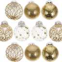 30pcs Christmas Ball Hanging Ornaments Plastic Glitter Xmas Tree Decorations for Holiday Party Wedding Home Festive Decor Gold
