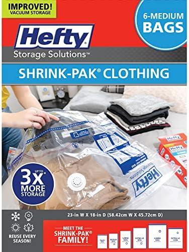 Amazon.com: Hefty Shrink-Pak Vacuum Storage Bags - Space Saver for Under Bed Storage, Clothing and Comforters, 3X More Storage Space, 6 Medium Zipper Bags : Home & Kitchen